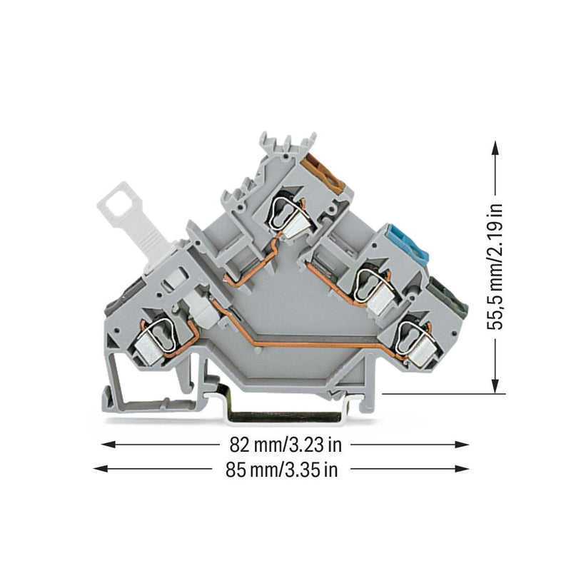 WAGO - Initiator/Aktor-Reihenklemme 3-Leiter-Initiatorenklemme 280-563 2,5 mm²,grau − 50 Stück