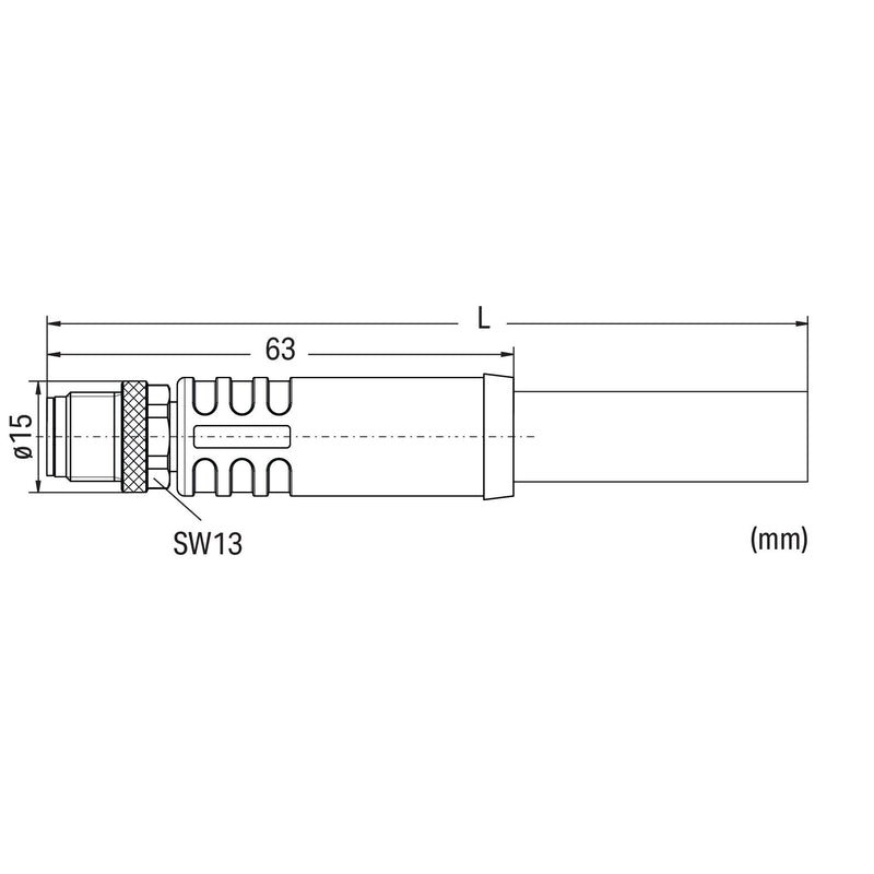 WAGO - Konfektioniertes Sensor-Aktor-Kabel Power-Leitung M12L-St. 756-3503/050-100 axial,5-polig