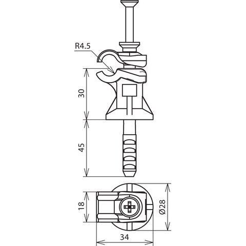 DEHN - Leitungshalter für Blitzschutz Leitungshalter Cu-K-braun LH DFI DQ6.10CUH30BR f. Rd 6-10mm H 30mm