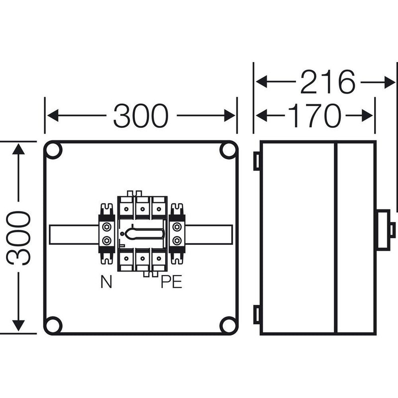 Hensel - Lasttrennschalter Mi-Lastschaltergehäuse Mi 7215 125A, 3polig+PE+N