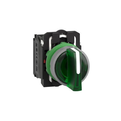 Schneider Electric - Wahlschalter, Komplettgerät Leuchtwahlschalter XB5AK133G5C0 gn,120V,1S+1Ö,in gr