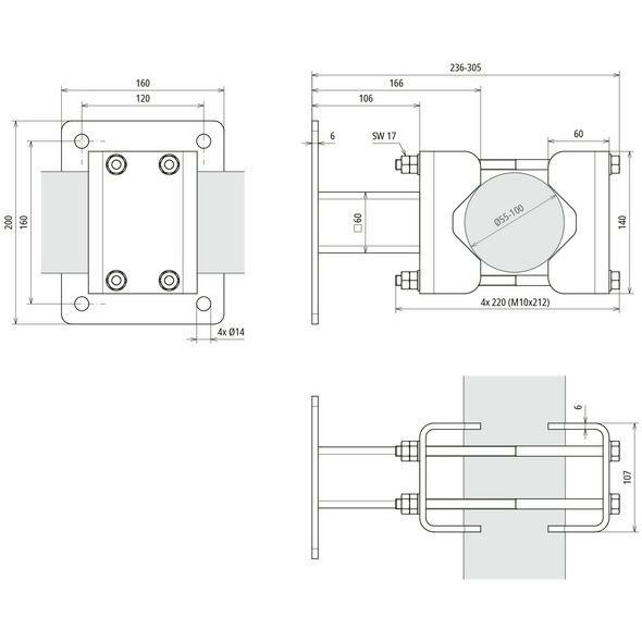 DEHN - Stangenhalter für Blitzschutz Mastbefestigung St/tZn WBD55100SEWA150STTZN Maste D55-100mm