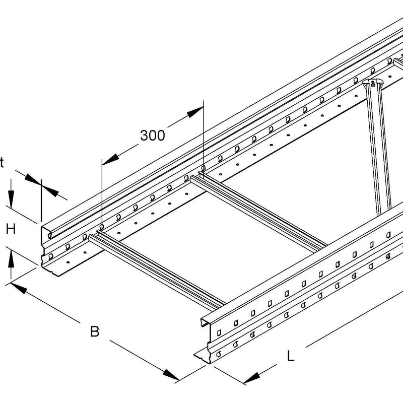 Niedax - Kabelleiter Weitspannkabelleiter WSL 105.200/3 E3 105x200x3000mm − 3 Meter