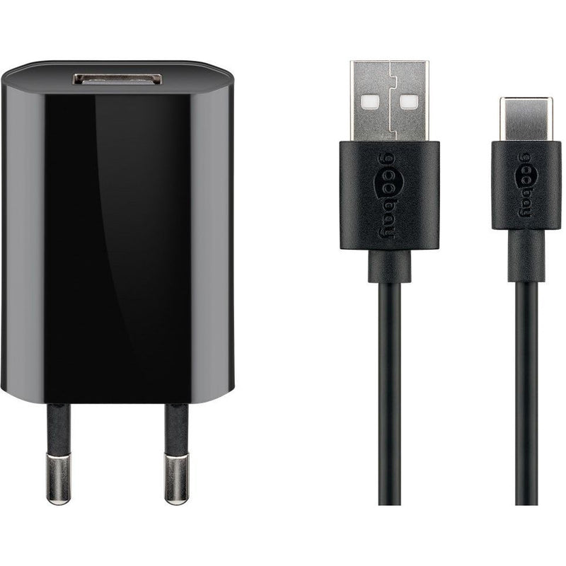 Goobay - Universal-Ladegerät USB-C-Ladeset 45293 1m,100/240V,sw  − 1 Stück