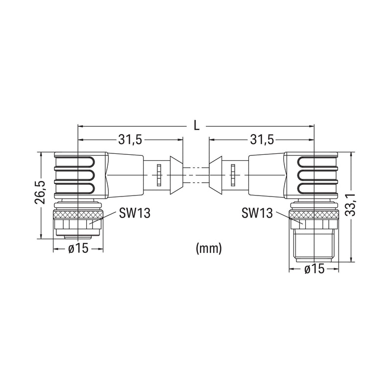 WAGO - Konfektioniertes Sensor-Aktor-Kabel Power Kabel 756-3106/040-003 M12 Bu/St, 0,3m