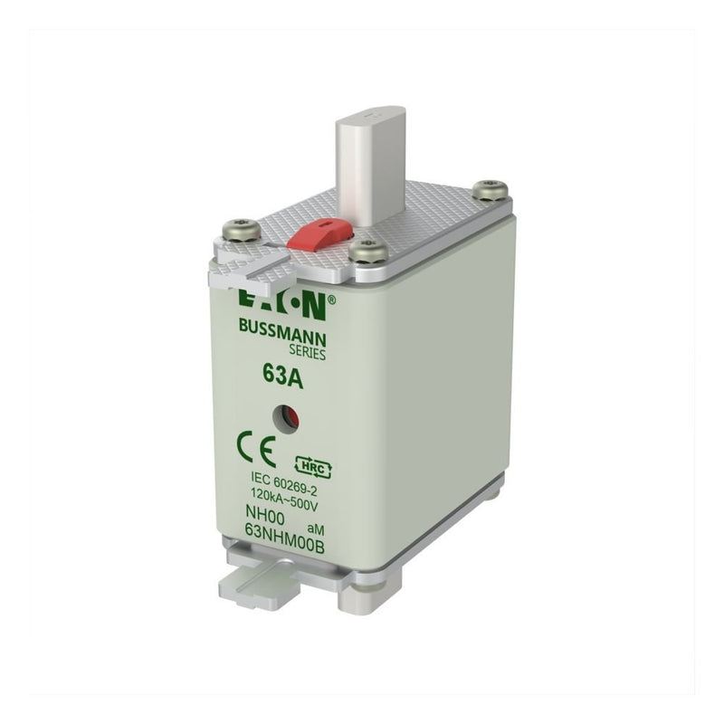 Eaton - Messersicherung Sicherungseinsatz Nieders. FUSE NH 00#63NHM00B 63A AC 500V 120kA − 3 Stück