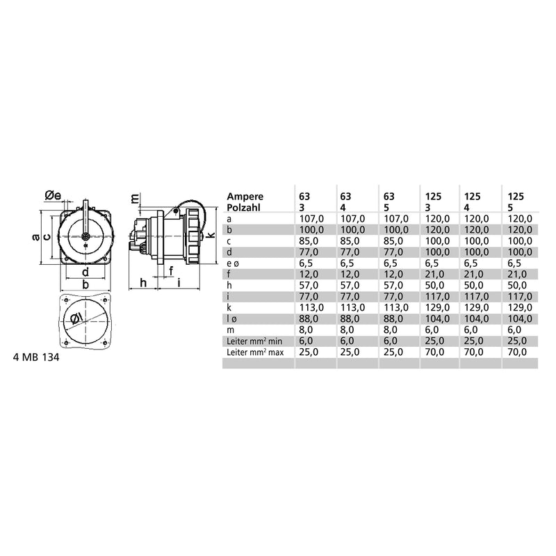 Bals Elektrotech - CEE-Anbausteckdose (IEC 60309) Anbausteckdose gerade 63A 13188 5p >50V 2h IP67