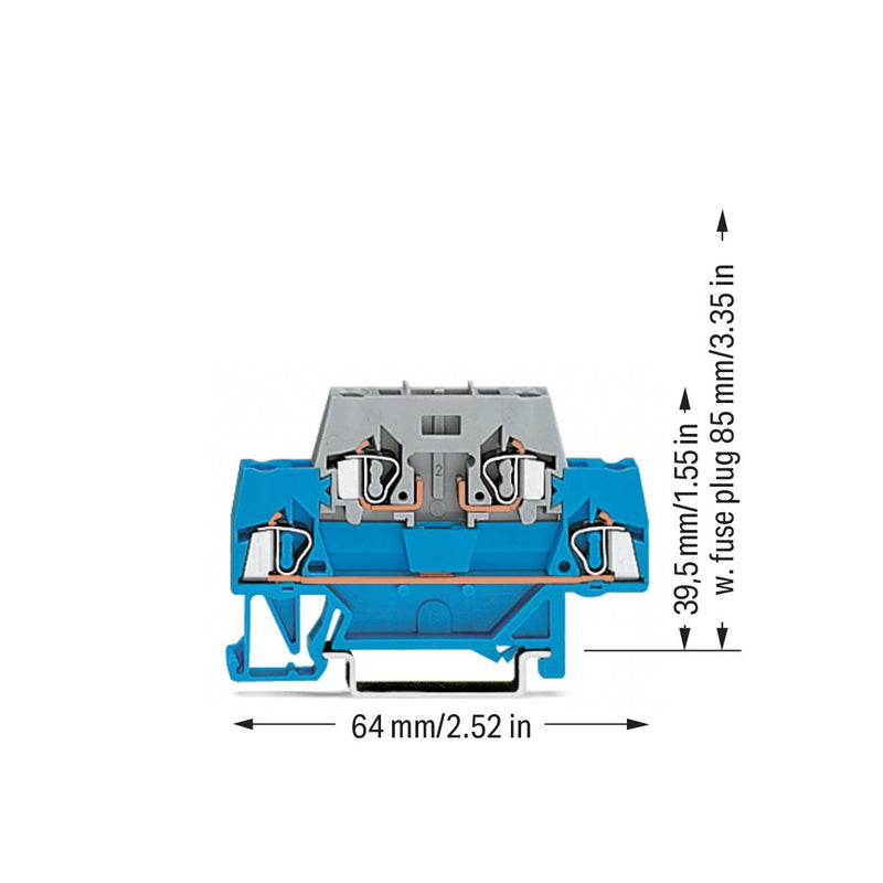 WAGO - Durchgangs-Reihenklemme Doppelstockklemme 280-531 2,5 mm²,blau/grau − 50 Stück