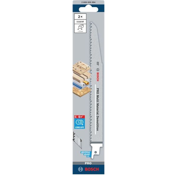 Bosch - Säbelsägeblatt PRO Multi Material 2608659004VE(2) Demolition S1110VF − 5 Packung