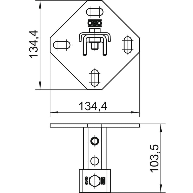 OBO Bettermann - Befestigungselement für Stiel/Profilschiene Wandhalter WBDHE 41 FT 110qmmx5x102mm,Stahl