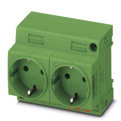 Phoenix Contact - Steckdose Reiheneinbau Doppelsteckdose EO-CF/PT/LED/DUO/GN Steckgesicht Typ CF − 2 Stück