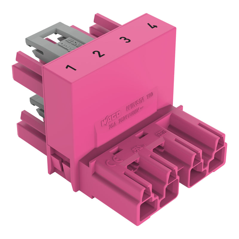 WAGO - Kompaktverteiler für steckbare Gebäudeinstallation h-Verteiler 4-polig 770-1683 Kod. B,pink − 50 Stück