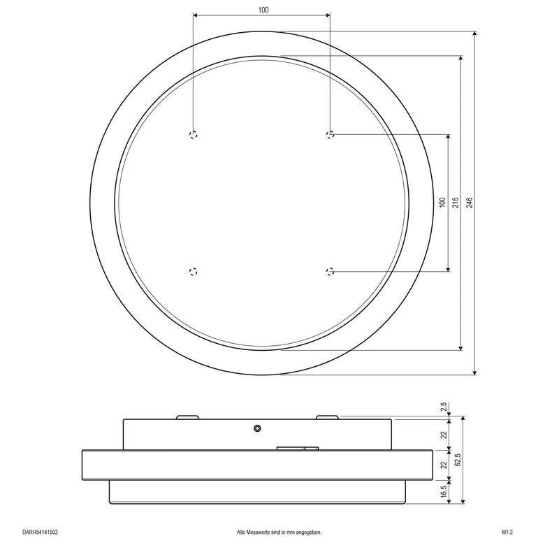 EVN Lichttechnik - Decken-/Wandleuchte LED-Anbauleuchte DARH54141502 3000K IP54 anth