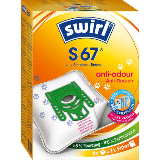 Swirl - Zubehör/Ersatzteile für Bodenpflege Staubbeutel S 67 Anti-Odour VE4 für Siemens/Bosch