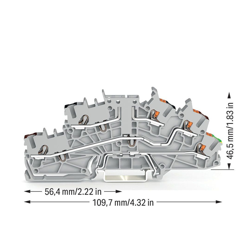 WAGO - Installations-Etagenklemme Installationsetagenklemme 2203-6543 2,5 mm² Hybrid − 50 Stück