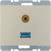 Berker - Einsatz/Abdeckung für Kommunikationstechnik Steckdose USB/3,5mm Audio 3315397004 edelstahl lackiert