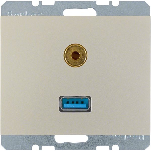 Berker - Einsatz/Abdeckung für Kommunikationstechnik Steckdose USB/3,5mm Audio 3315397004 edelstahl lackiert