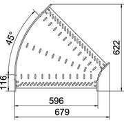 OBO Bettermann - Bogen für Kabelrinne Bogen 45 Grad RB 45 660 FS 60x600 bandverzinkt