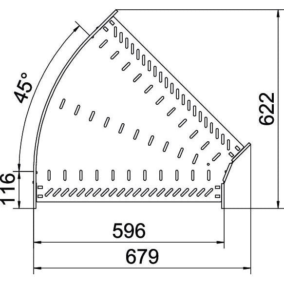 OBO Bettermann - Bogen für Kabelrinne Bogen 45 Grad RB 45 660 FS 60x600 bandverzinkt