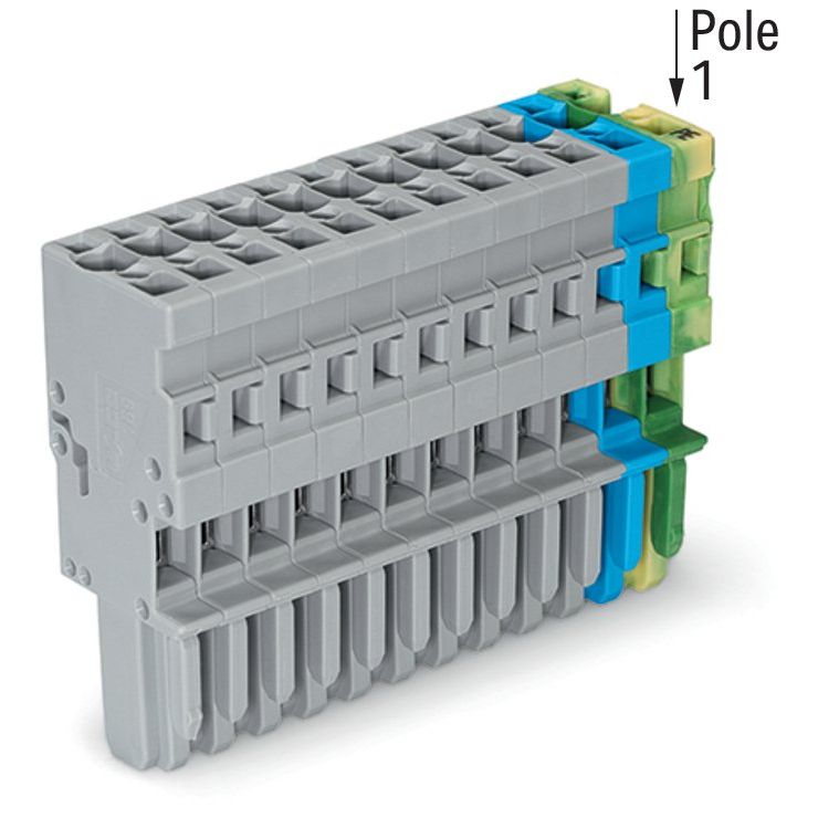 WAGO - Ein- und mehrpolige Klemmenleiste 1-Leiter-Federleiste 769-112/000-038 4mm²,gn-ge/bl/gr − 20 Stück