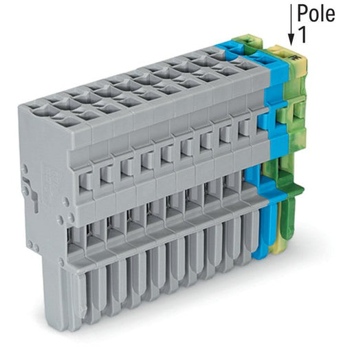 WAGO - Ein- und mehrpolige Klemmenleiste 1-Leiter-Federleiste 769-112/000-038 4mm²,gn-ge/bl/gr − 20 Stück