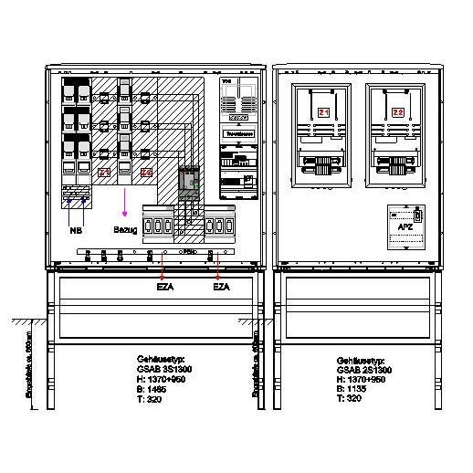 GSAB Elektrotechnik - Zähler-Komplettschrank Wandlermessung 22.W630.AR-01Ei bis 630A m.Netzüberw
