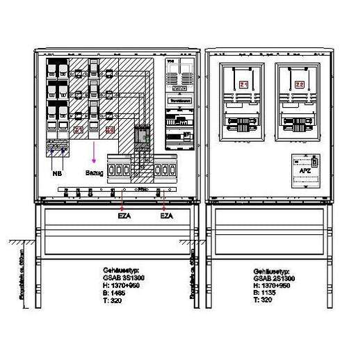 GSAB Elektrotechnik - Zähler-Komplettschrank Wandlermessung 22.W630.AR-01Ei bis 630A m.Netzüberw