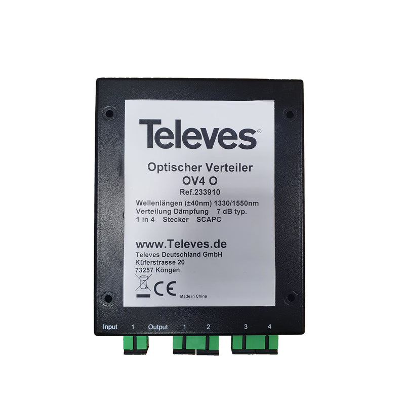 Televes - Abzweiger und Verteiler Optischer 4fach Verteiler OV4O 7dB, SC/APC