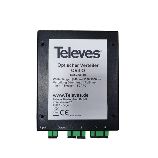 Televes - Abzweiger und Verteiler Optischer 4fach Verteiler OV4O 7dB, SC/APC
