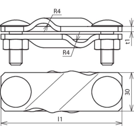 DEHN - Verbinder für Blitzschutz SV-Klemme NIRO SVK 7.10 7.10FL30V4A f. Rd 7-10/10mm