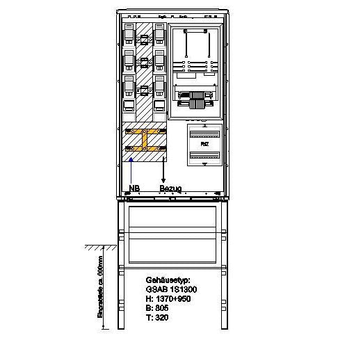 GSAB Elektrotechnik - Zähler-Komplettschrank Wandlermessung 22.W250.001Gr1 250A incl. Sockel