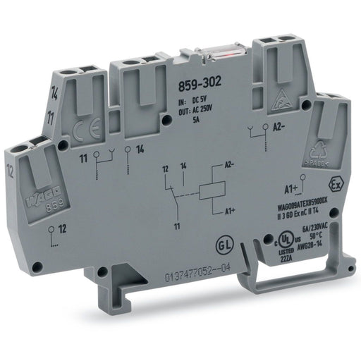 WAGO - Schaltrelais Relaismodul 859-306 DC 60 V,1W,grau − 10 Stück