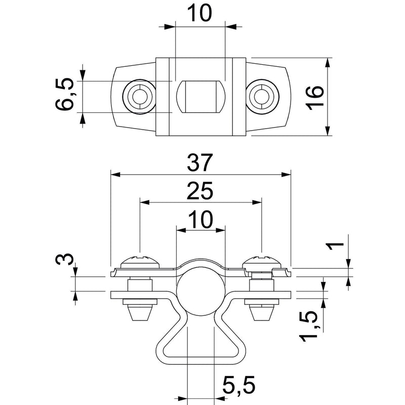 OBO Bettermann - Befestigungsschelle für Kabel/Rohre Abstandschelle ASL 733 10 A2 mit Langloch 8-10mm − 25 Stück