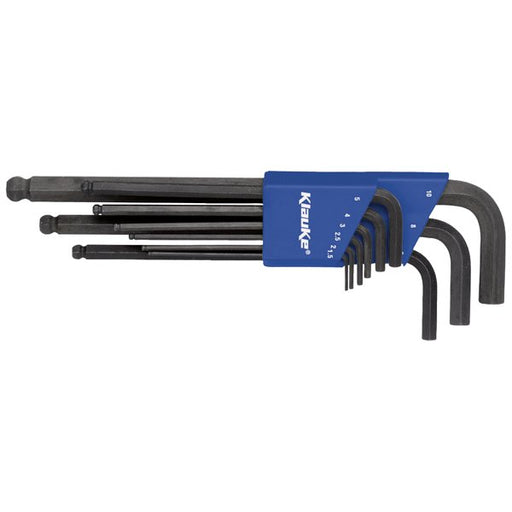 Klauke - Innensechskantschlüsselset Kugelkopf-6Kant-Winkel-Set KL375 9-tlg,SW1,5 bis SW11