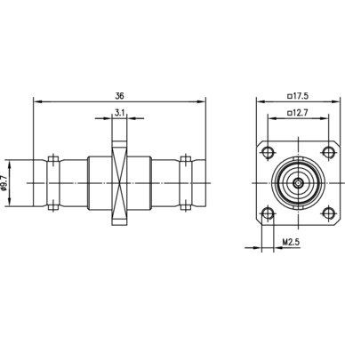 Telegärtner - Koax-Kupplung BNC Verbind.Stück (F-F) 100023591 UG-414A/U, 50 Ohm − 5 Stück