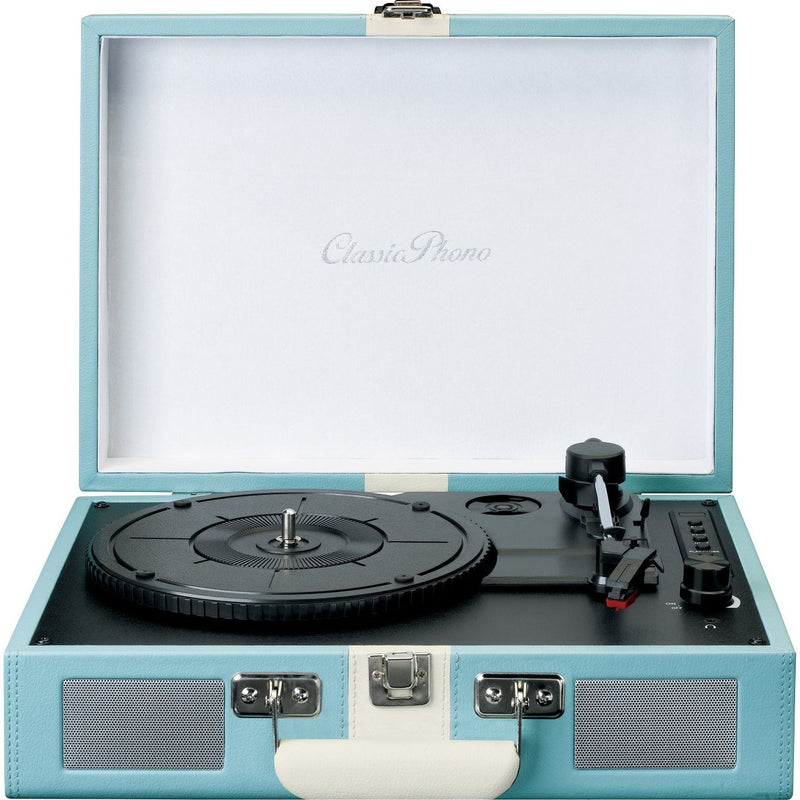 CLASSIC PHONO - Schallplattenspieler Koffer-Plattenspieler TT-110 Blue White Retro,BT