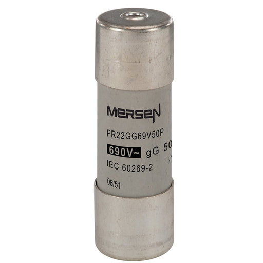 Mersen - Zylindrische Sicherung Sicherungseinsatz zyl. FR22GG69V50P 22x58 gG 50A/690V SB − 10 Stück