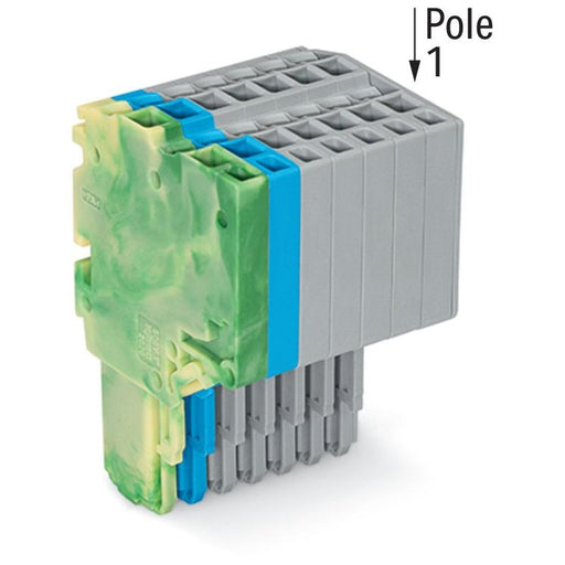 WAGO - Ein- und mehrpolige Klemmenleiste 2-Leiter-Federleiste 2020-207/000-039 1,5mm²,gn-ge/bl/gr − 25 Stück