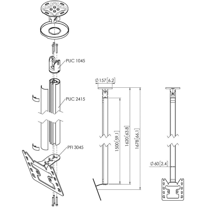 Vogels - Halterung für Audio-/Videosysteme Einzelprofil VESA 200x200 CT241522 si Connect-It,150cm
