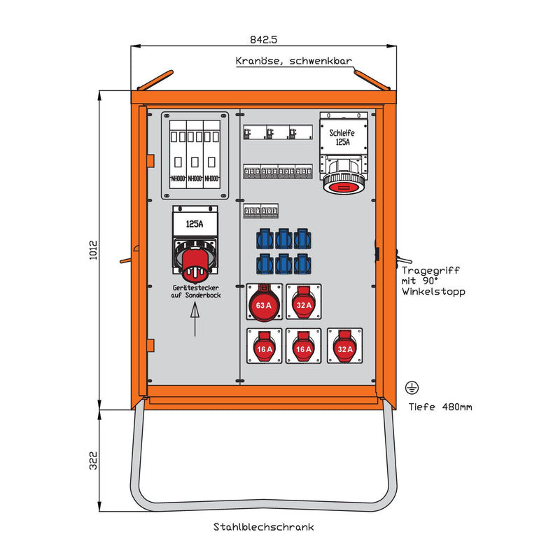 Walther Werke - Baustromverteiler Endverteiler WEV0901R1 87kVA