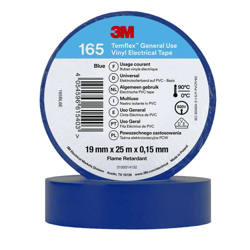 3M - Klebeband PVC Elektro-Isolierband Temflex165 blau19X25 165BL6E