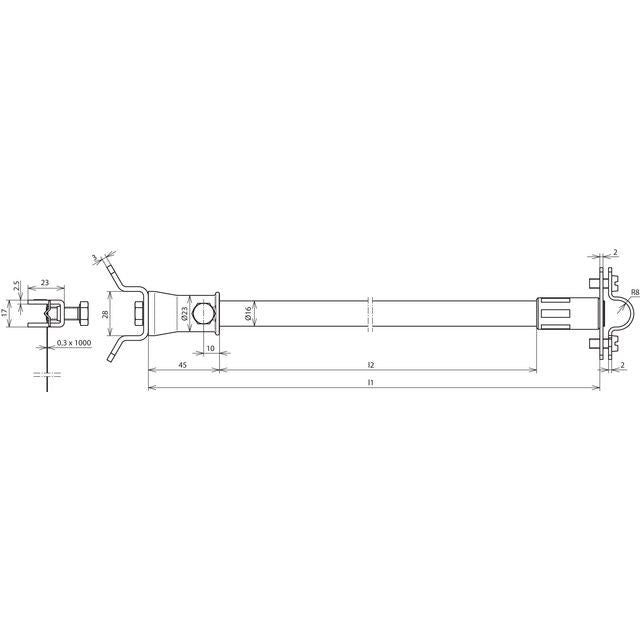 DEHN - Distanzhalter für Blitzschutz Distanzhalter f. Rd 16mm DIDH16690SB50.300V2A f. Rd 16mm L675mm