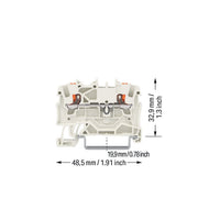WAGO - Durchgangs-Reihenklemme 2-Leiter-Durchgangsklemme 2201-1209 1,5 mm²,lichtgrau − 100 Stück