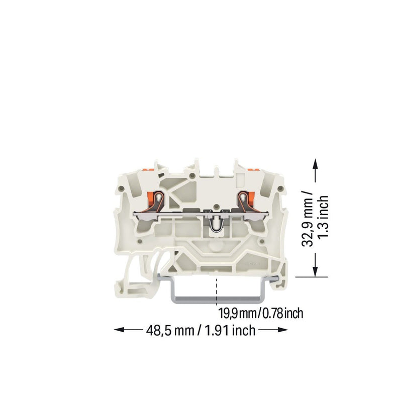 WAGO - Durchgangs-Reihenklemme 2-Leiter-Durchgangsklemme 2201-1209 1,5 mm²,lichtgrau − 100 Stück