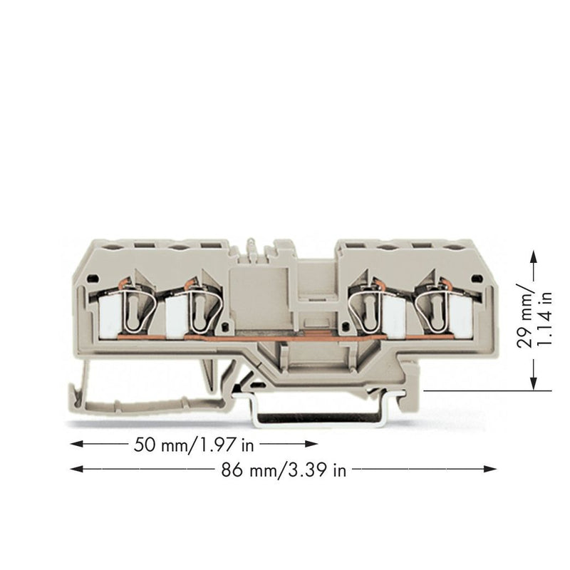WAGO - Durchgangs-Reihenklemme 4-Leiter-Durchgangsklemme 281-994 Ex e II geeignet − 50 Stück