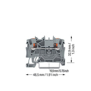 WAGO - Durchgangs-Reihenklemme 2-Leiter-Durchgangsklemme 2201-1201 1,5qmm, grau − 100 Stück