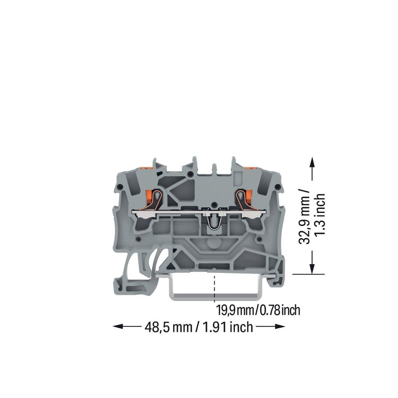 WAGO - Durchgangs-Reihenklemme 2-Leiter-Durchgangsklemme 2201-1201 1,5qmm, grau − 100 Stück