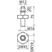 DEHN - Festpunkt für EuK-Vorrichtung Anschlussstück AS SCHR M16 55 M12 m. Gewindeb. M16/M12
