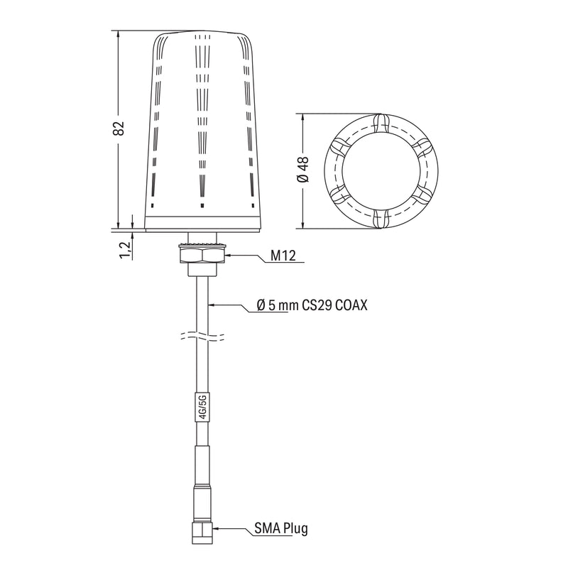 WAGO - Wireless Antenne Funkantenne m. 2mAnschltg. 758-974 LTE/ Bluetooth/ WLAN