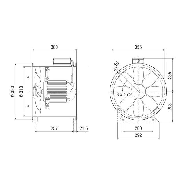 Maico - Explosionsgeschützter Ventilator Axial-Rohrventilator DZR 30/4 B Ex e ex-geschuetzt DN 300